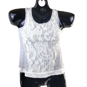 **NWT** Pink Leomonade Lace‎ Trim Sleeveless Crop Tank Top